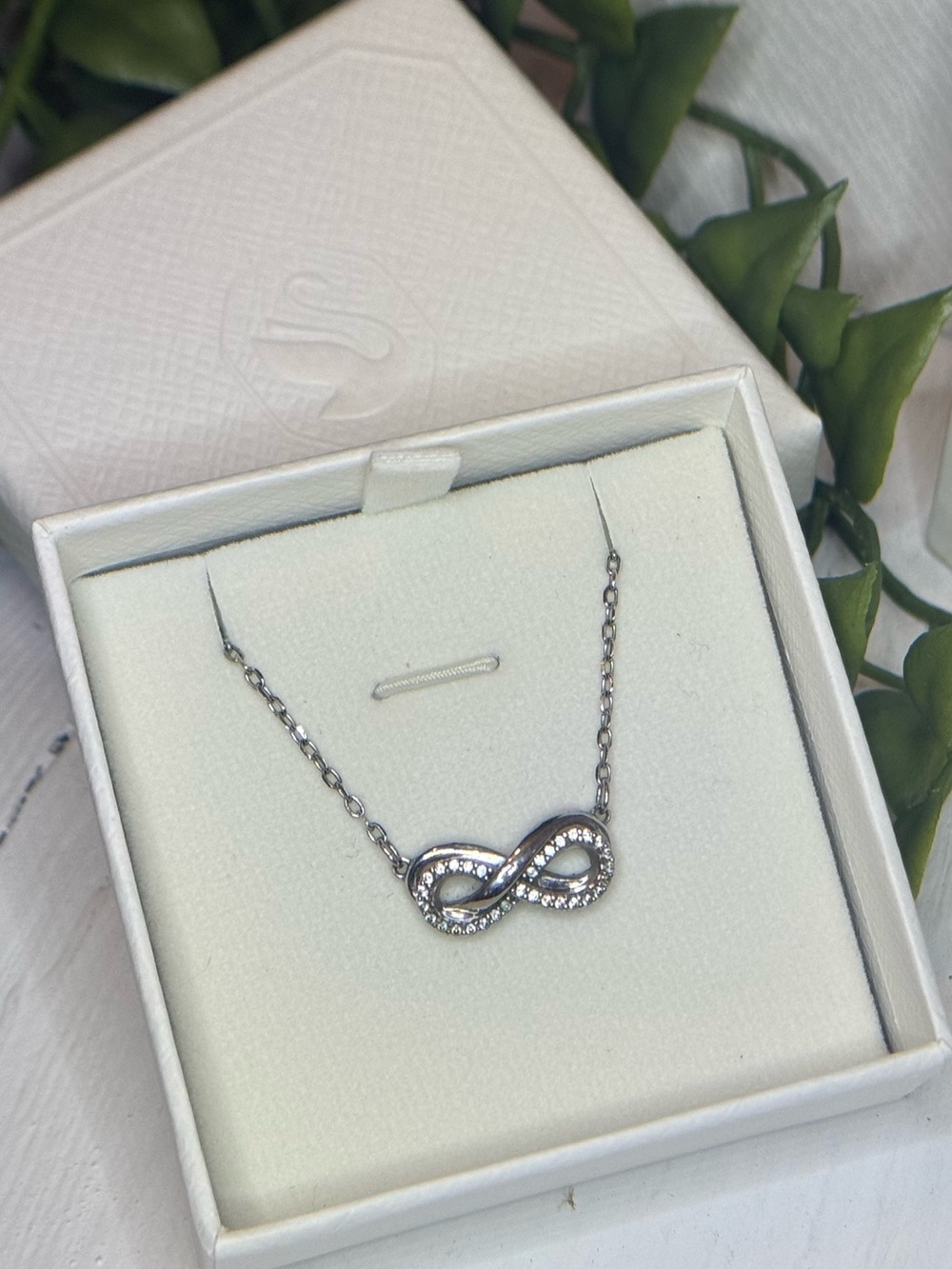 Swarovski Silver-Tone Crystal Infinity Necklace